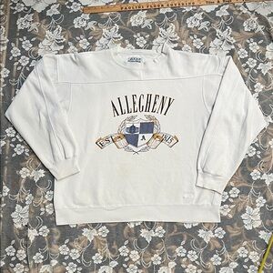 Allegheny College crewneck sweatshirt White Cream Graphic